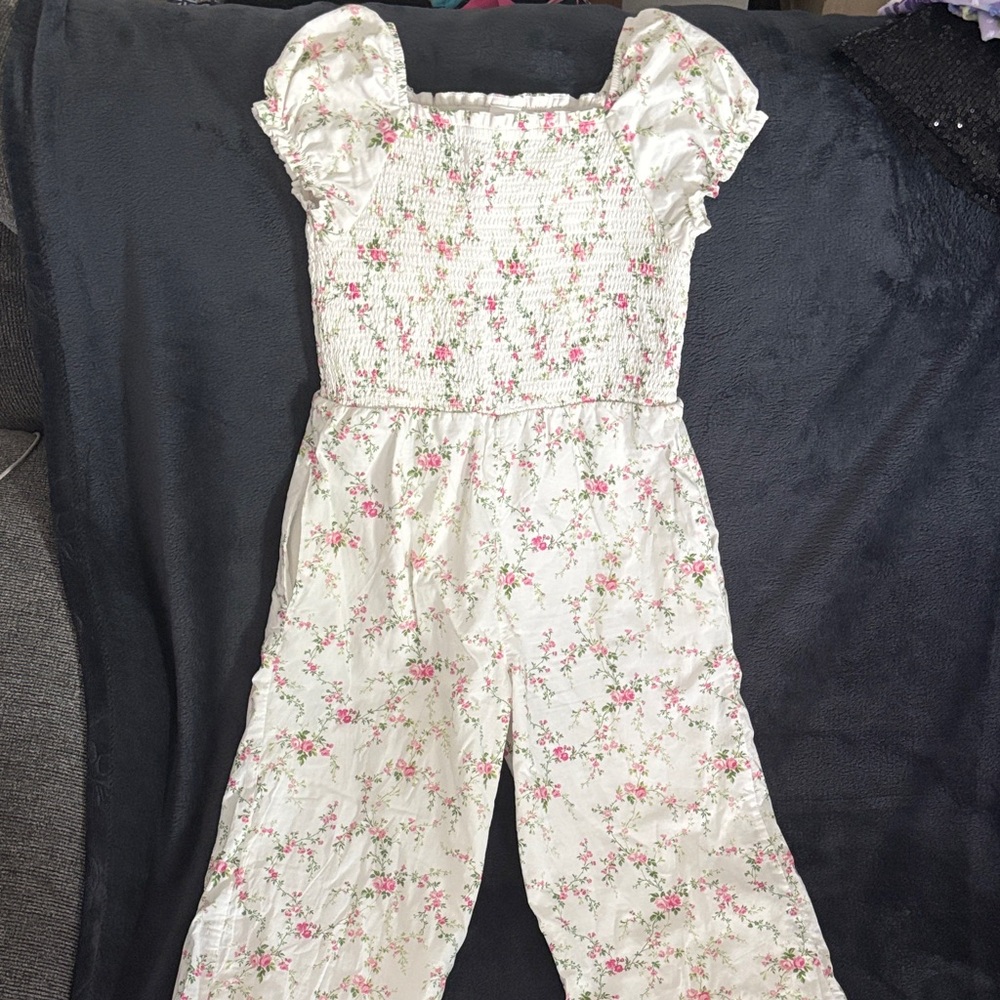 Gymboree White Floral Jumpsuit